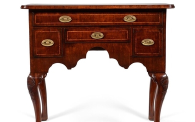 A GEORGE II MAHOGANY AND ASH BANDED SIDE TABLE OR LOWBOY, CIRCA 1750
