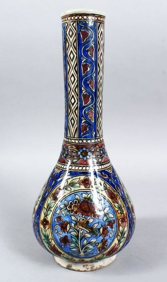 A GOOD PERSIAN QAJAR POTTERY VASE, decorated with