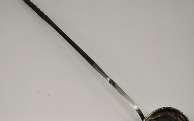A George III silver toddy ladle, twisted bone handle