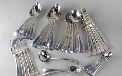 A George V silver thirty-eight piece part canteen of Old English pattern cutlery
