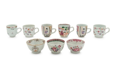 A Group of Nine Chinese Export Famille Rose Porcelain