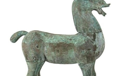 A LARGE HAN DYNASTY STYLE BRONZE HORSE China, 20th