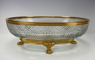 A LARGE OVAL DORE BRONZE AND BACCARAT CRYSTAL BOWL