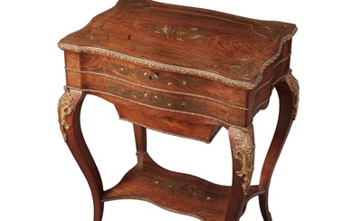 A LOUIS XV STYLE ROSEWOOD WORK TABLE late 19th century, the...