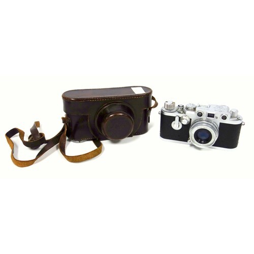 A Leitz Wetzlar Leica III camera body serial No. 829807 with...