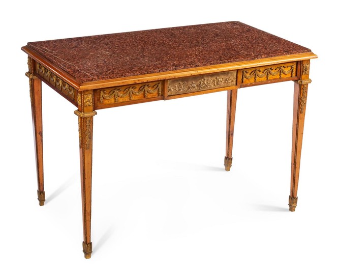 A Louis XVI Style Gilt Bronze Mounted Side Table