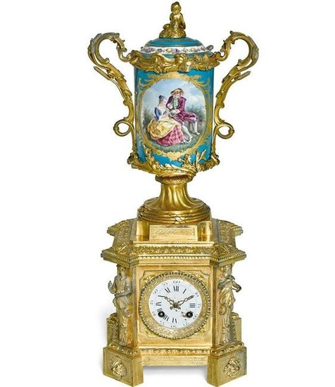 A Louis XVI Style Gilt Bronze Urn Form Clock, 19th C.