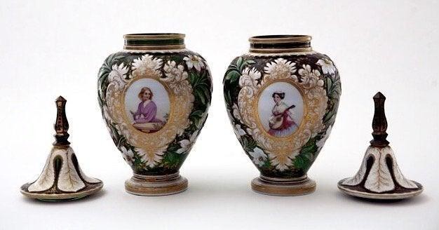 A MAGNIFICENT PAIR OF BOHEMIAN GLASS VASES