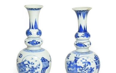 A Matched Pair of Chinese Porcelain Double Gourd Vases, Kangxi,...