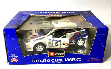 A Model Ford Focus WRC, 1/18 Scale Burago Custom Diecast Model Car, 2004, Original Box