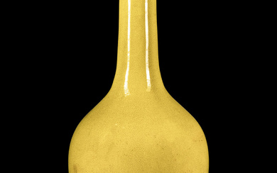 A Monumental Chinese Yellow Glazed Porcelain Bottle Vase