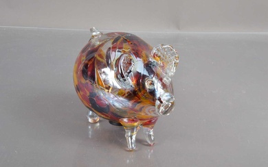 A Murano glass style pig-shaped money box