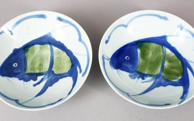 A PAIR OF 19TH CENTURY MING STYLE PORCELAIN FISH