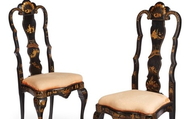 A PAIR OF JAPANNED DUTCH QUEEN ANNE SIDE CHAIRS, EARLY 18TH CENTURY