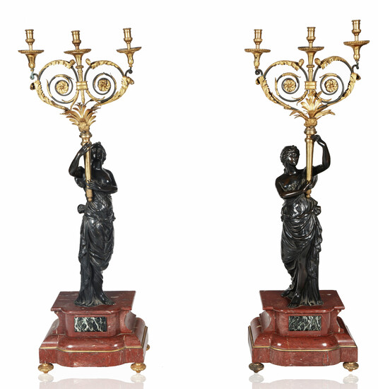 A PAIR OF NEOCLASSICAL REVIVAL CANDELABRAS