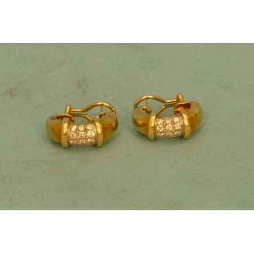 A Pair Of High Carat Gold Round Ladies Earrings set with 12 ...