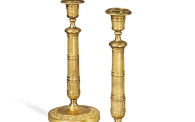 A Pair of Charles X Gilt-Bronze Candlesticks, Circa 1830