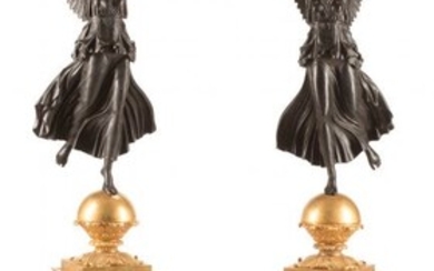 A Pair of Monumental Empire-Style Gilt and Patin