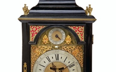 A QUEEN ANNE EBONY AND EBONIZED BRACKET CLOCK, EARLY 18TH CENTURY, DIAL SIGNED DAN DELANDER, LONDON
