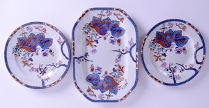 A REGENCY SPODE TOBACCO LEAF SMALL PLATTER with two