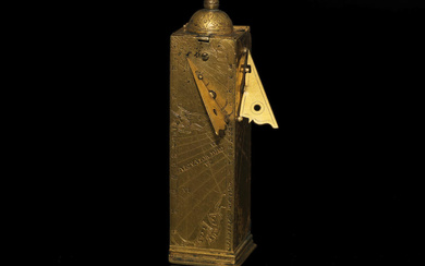 A Rare Gilt Brass Square-Sided Multiple Dial, probably German, late...