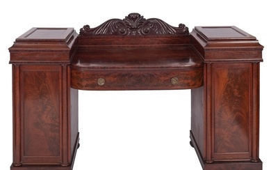 A Regency mahogany pedestal sideboard, early 19th century; w...