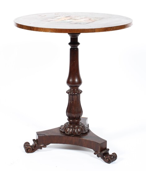 A Regency mahogany pietra dura inlaid centre table