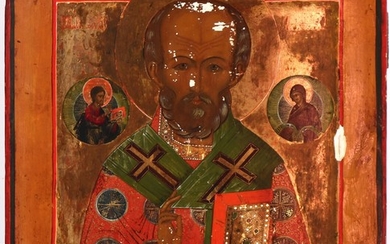 A Russian icon depicting St. Nicolai. tempera on wooden panel. 19th century. 36×31 cm.