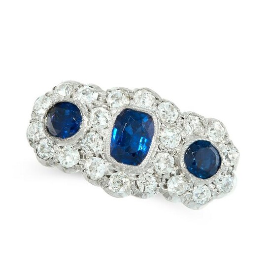 A SAPPHIRE AND DIAMOND DRESS RING in 18ct white gold