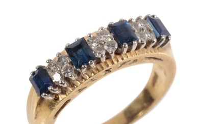 A SAPPHIRE & DIAMOND RING twelve brilliant-cut diamonds form...
