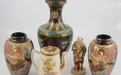 A Satsuma lidded pot and other oriental wares