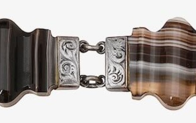 A Scottish agate panel bracelet
