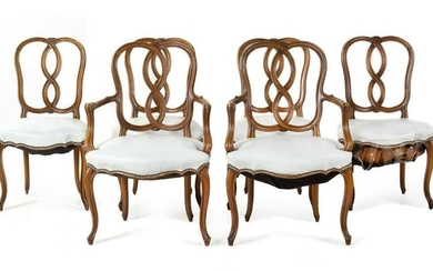 A Set of Six Italian Painted Dining Chairs