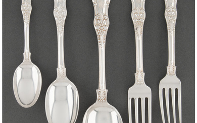 A Sixty-Piece Tiffany & Co. English King Pattern Silver Partial Flatware Service for Twelve (designed 1885)