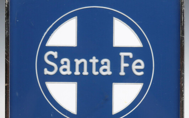 A TWO-TONE SANTA FE LOGO REVERSE CARVED IN ACRYLIC