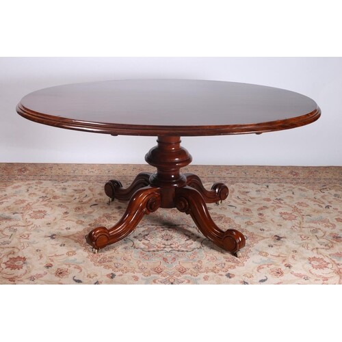 A VICTORIAN MAHOGANY POD TABLE the oval moulded top above a ...