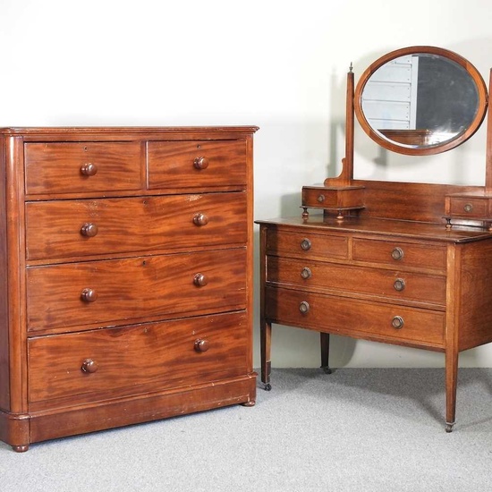 A Victorian chest and an Edwardian dressing table