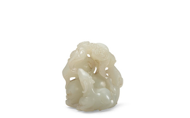 A carved jade figural group of three rams