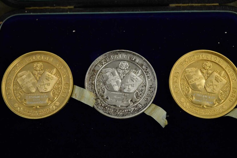 A cased set of three Victorian Great York Exhibition Medals