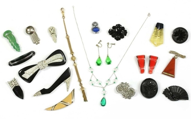 A collection of Art Deco and later costume jewellery