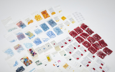 A collection of synthetic gemstones and imitations.