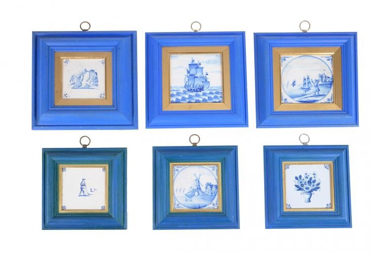 A collection of twenty-two blue and white Dutch Delft tiles