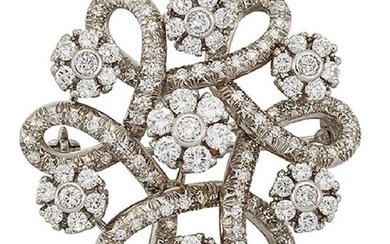 A diamond brooch, of single-cut diamond looped hexafoil...