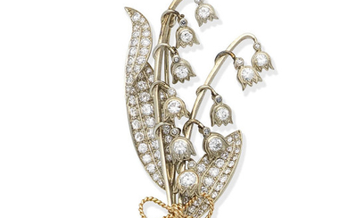 A diamond lily of the valley brooch, circa 1955