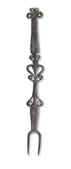 A fine late 17th/early 18th century wrought iron cooking fork