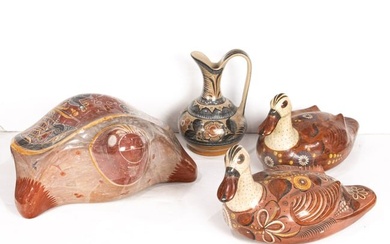 A group of four Mexican Tonala folk art glazed pottery decorations, 20th century, including (1)