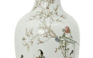 A large Chinese porcelain baluster vase, late...