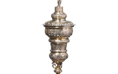 A large silver-gilt historicism goblet with cover, 19th century
