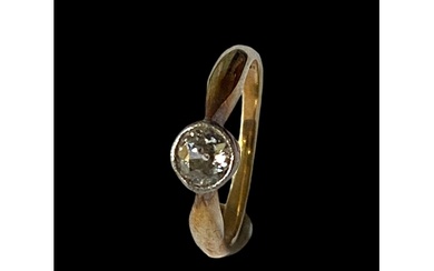 A mid-20th century single stone diamond ring The old brilli...