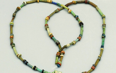 A nice Late Period Egyptian faience necklace